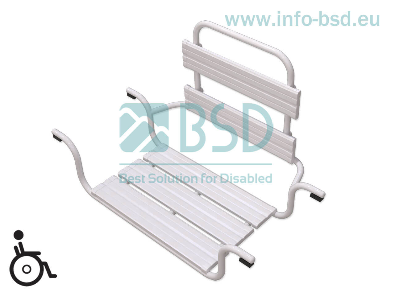BSD - uchwyty dla niepełnosprawnych - Siedzisko wannowe z oparciem 20 cm/22 cm białe