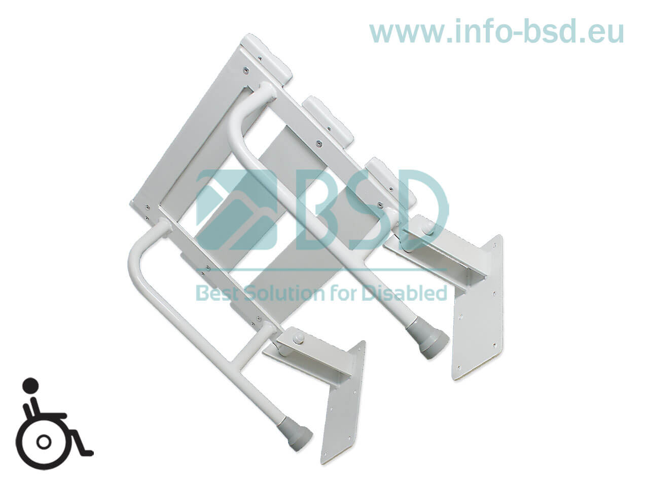 BSD - uchwyty dla niepełnosprawnych - Krzesełko prysznicowe uchylne białe wzmocnione