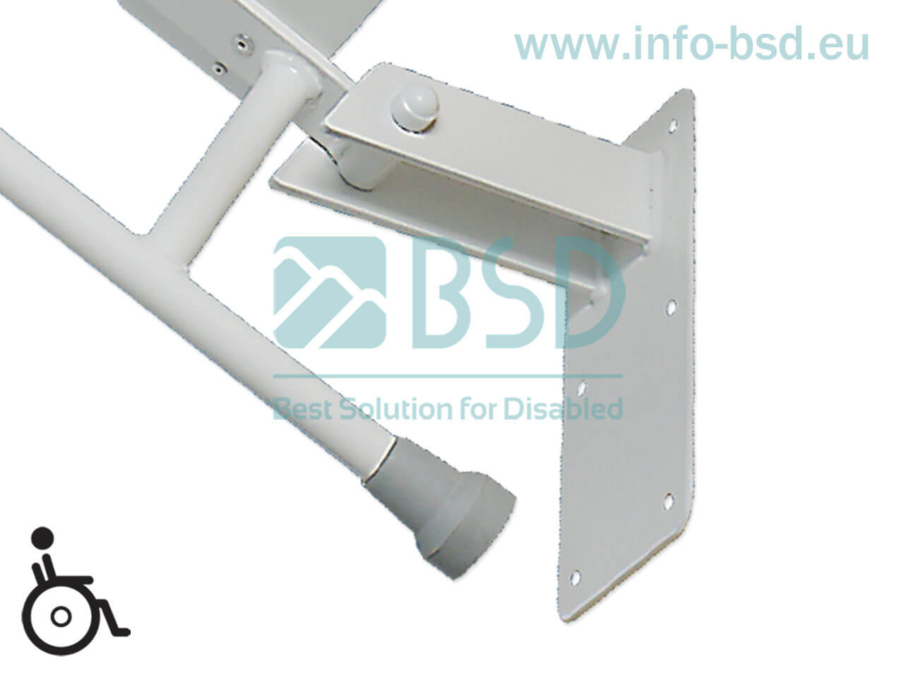 BSD - uchwyty dla niepełnosprawnych - Krzesełko prysznicowe uchylne białe wzmocnione z podporą
