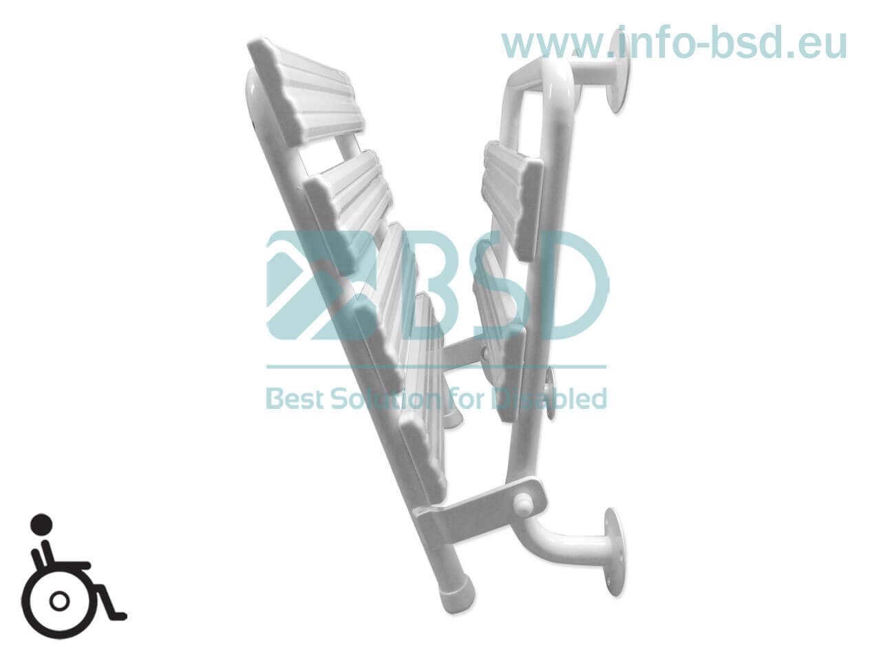 BSD - uchwyty dla niepełnosprawnych - Krzesełko prysznicowe uchylne z oparciem białe