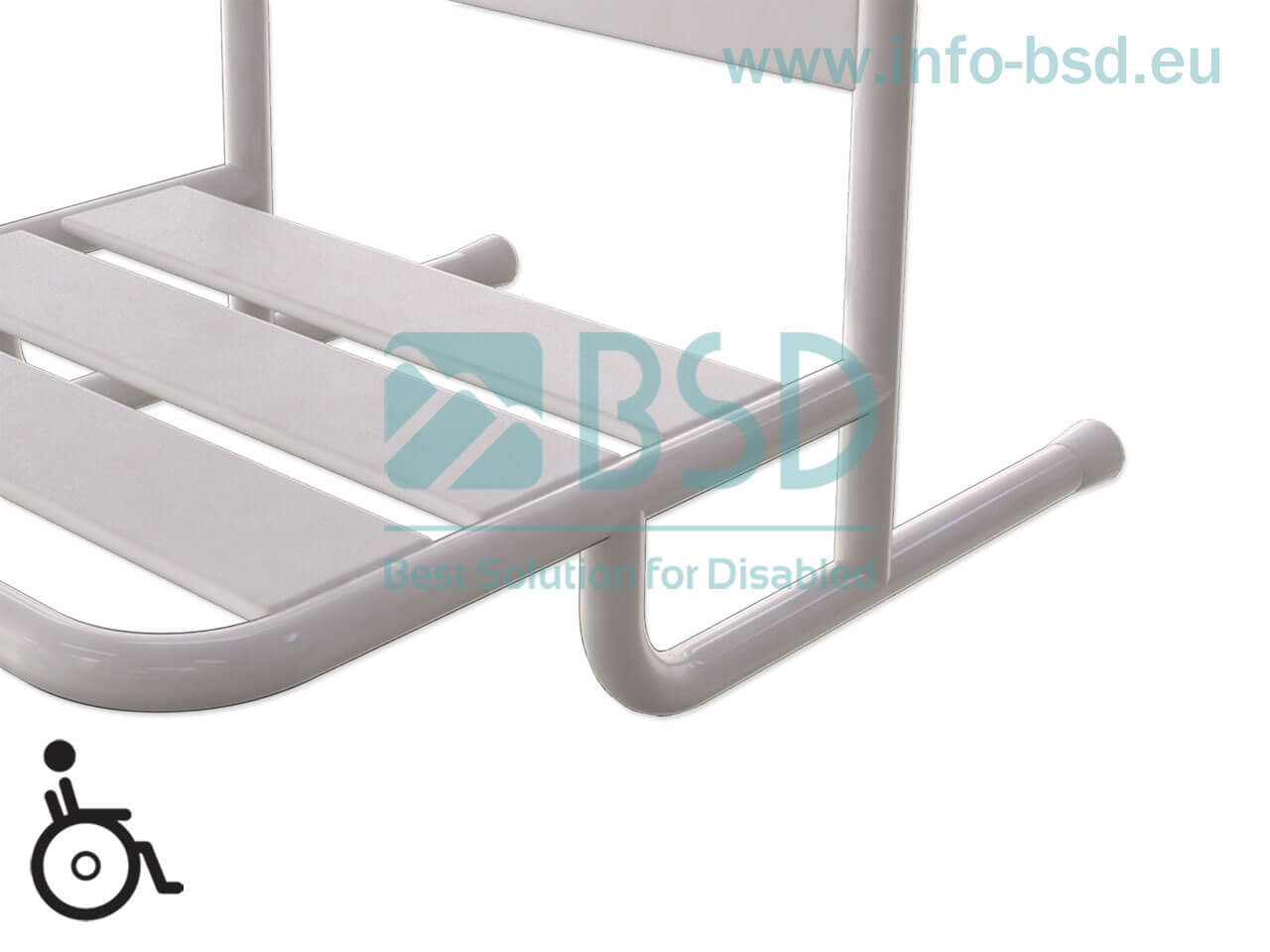 BSD - uchwyty dla niepełnosprawnych - Krzesełko prysznicowe zawieszane na poręczy białe