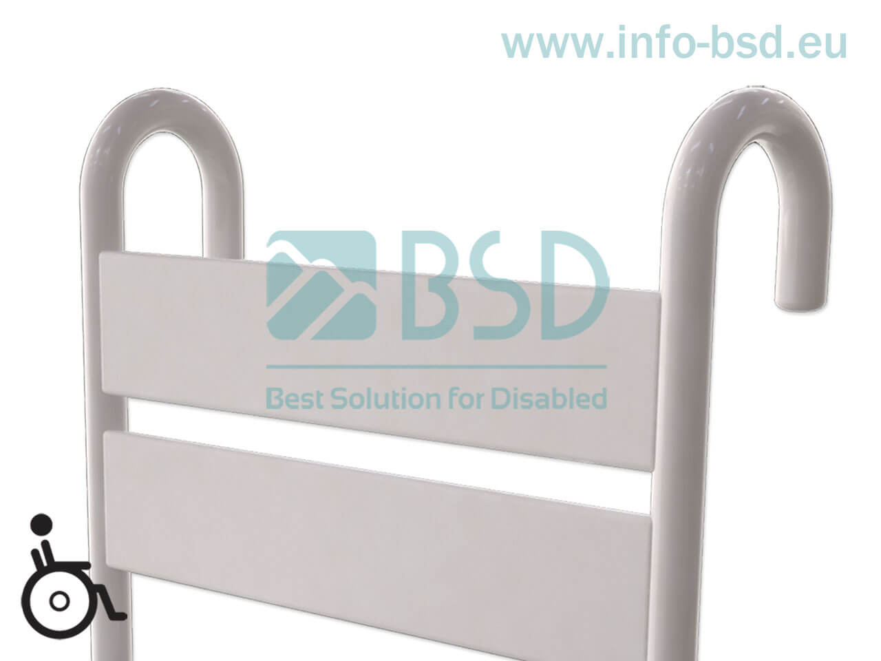 BSD - uchwyty dla niepełnosprawnych - Krzesełko prysznicowe zawieszane na poręczy białe