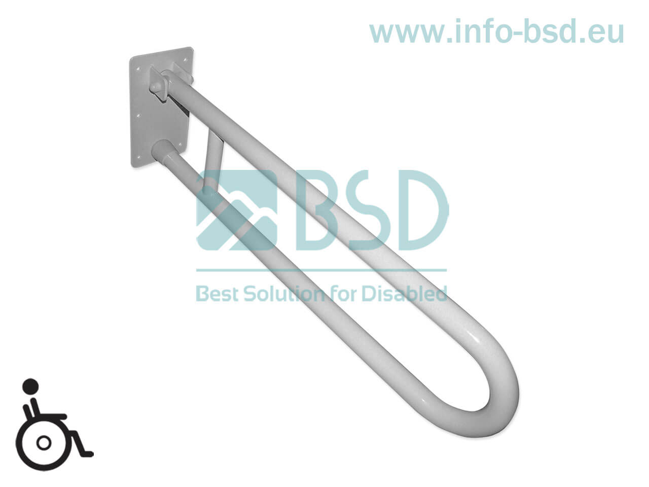 BSD - uchwyty dla niepełnosprawnych - Poręcz umywalkowa łukowa uchylna 50cm – 85cm biała fi32