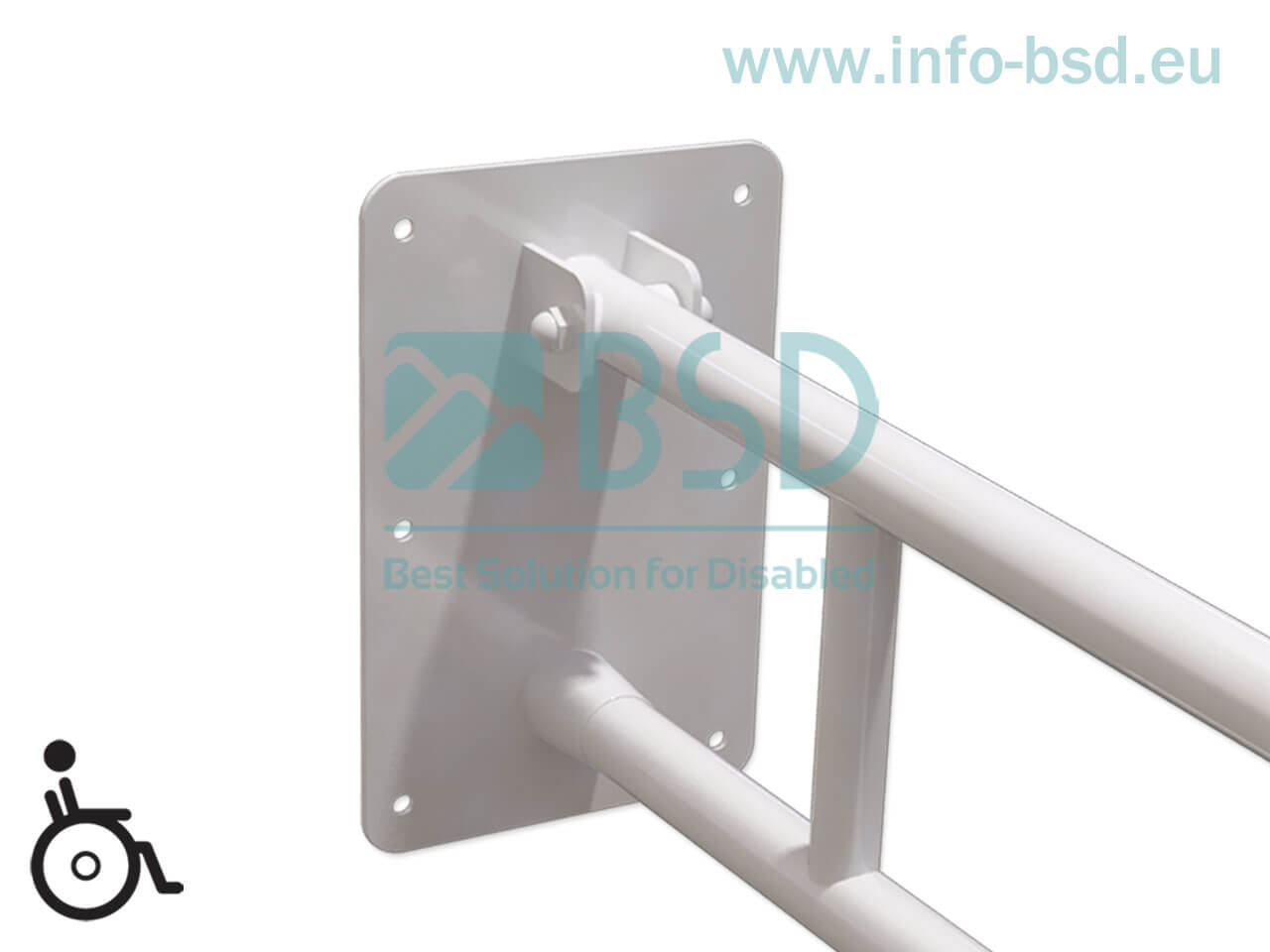BSD - uchwyty dla niepełnosprawnych - Poręcz umywalkowa łukowa uchylna 50cm – 85cm biała fi32