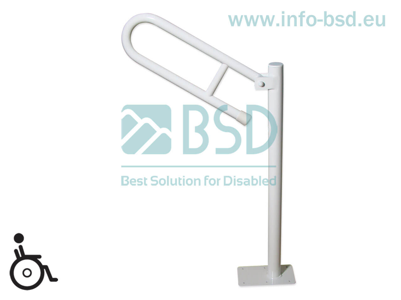 BSD - uchwyty dla niepełnosprawnych - Poręcz umywalkowa / WC łukowa uchylna wolnostojąca 50cm-80cm biały fi32