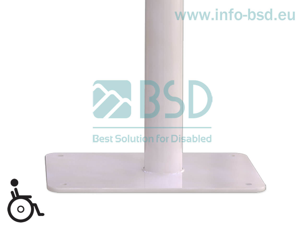 BSD - uchwyty dla niepełnosprawnych - Poręcz umywalkowa / WC łukowa uchylna wolnostojąca z zawieszką na papier toaletowy 50cm-80cm biały fi32