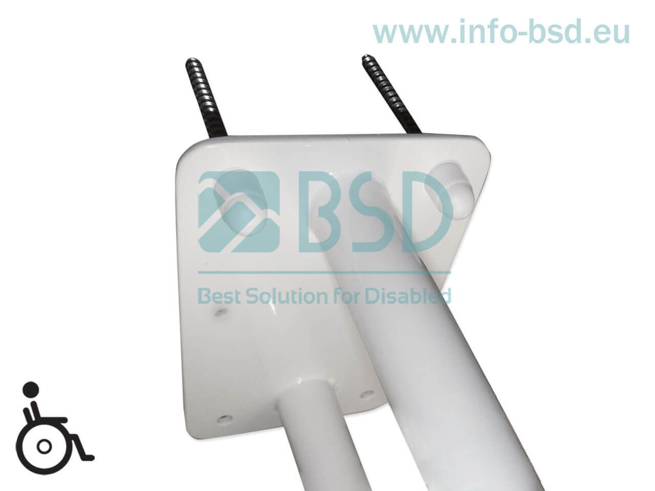 BSD - uchwyty dla niepełnosprawnych - Waschbecken-Stützgriff, bogenförmig, starr 50cm – 85cm weiß Ø32