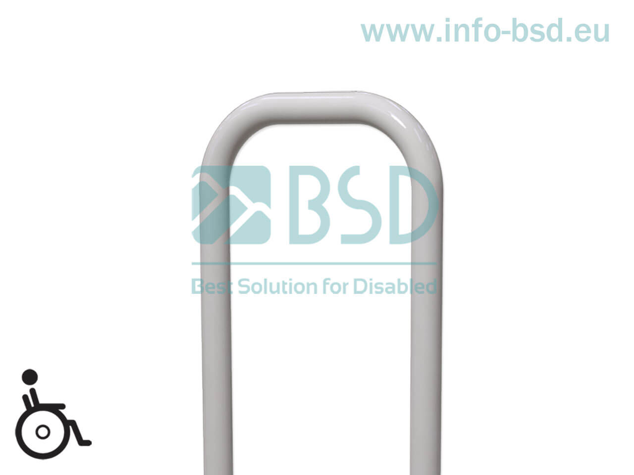 BSD - uchwyty dla niepełnosprawnych - Uchwyt WC montowany tylko do podłogi lewy 80cm biały fi25