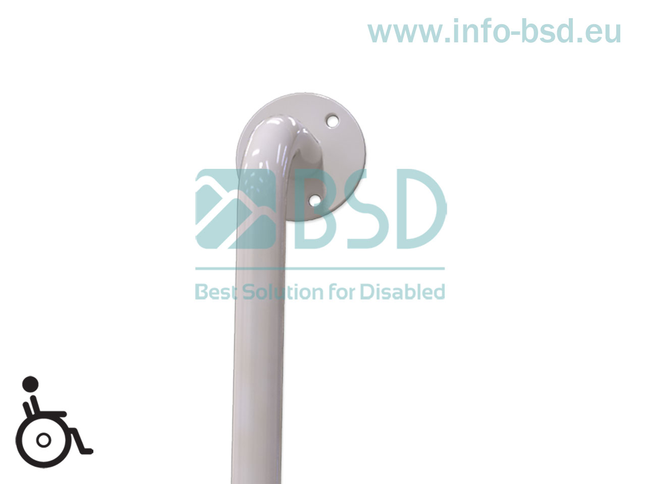 BSD - uchwyty dla niepełnosprawnych - Uchwyt kątowy uniwersalny 90st 50/50 60/60cm biały fi25