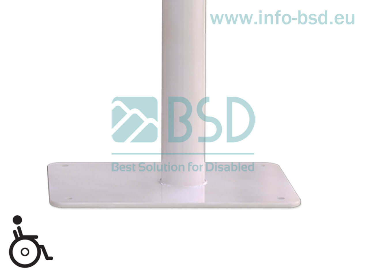 BSD - uchwyty dla niepełnosprawnych - Uchwyt umywalkowy / WC łukowy uchylny wolnostojący 50cm-80cm biały fi25