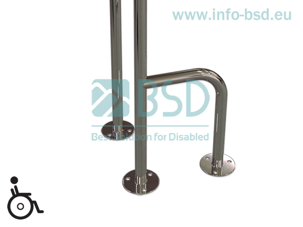 BSD - uchwyty dla niepełnosprawnych - Uchwyt WC montowany tylko do podłogi lewy 80cm stal nierdzewna fi25