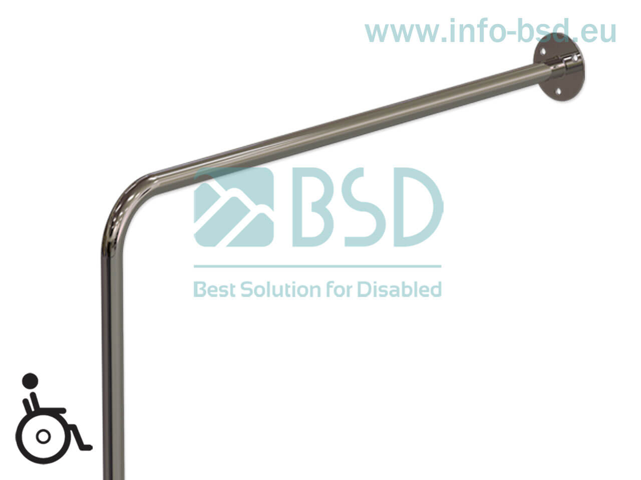 BSD - uchwyty dla niepełnosprawnych - Uchwyt WC ściana podłoga prawy 80/80cm stal nierdzewna fi25