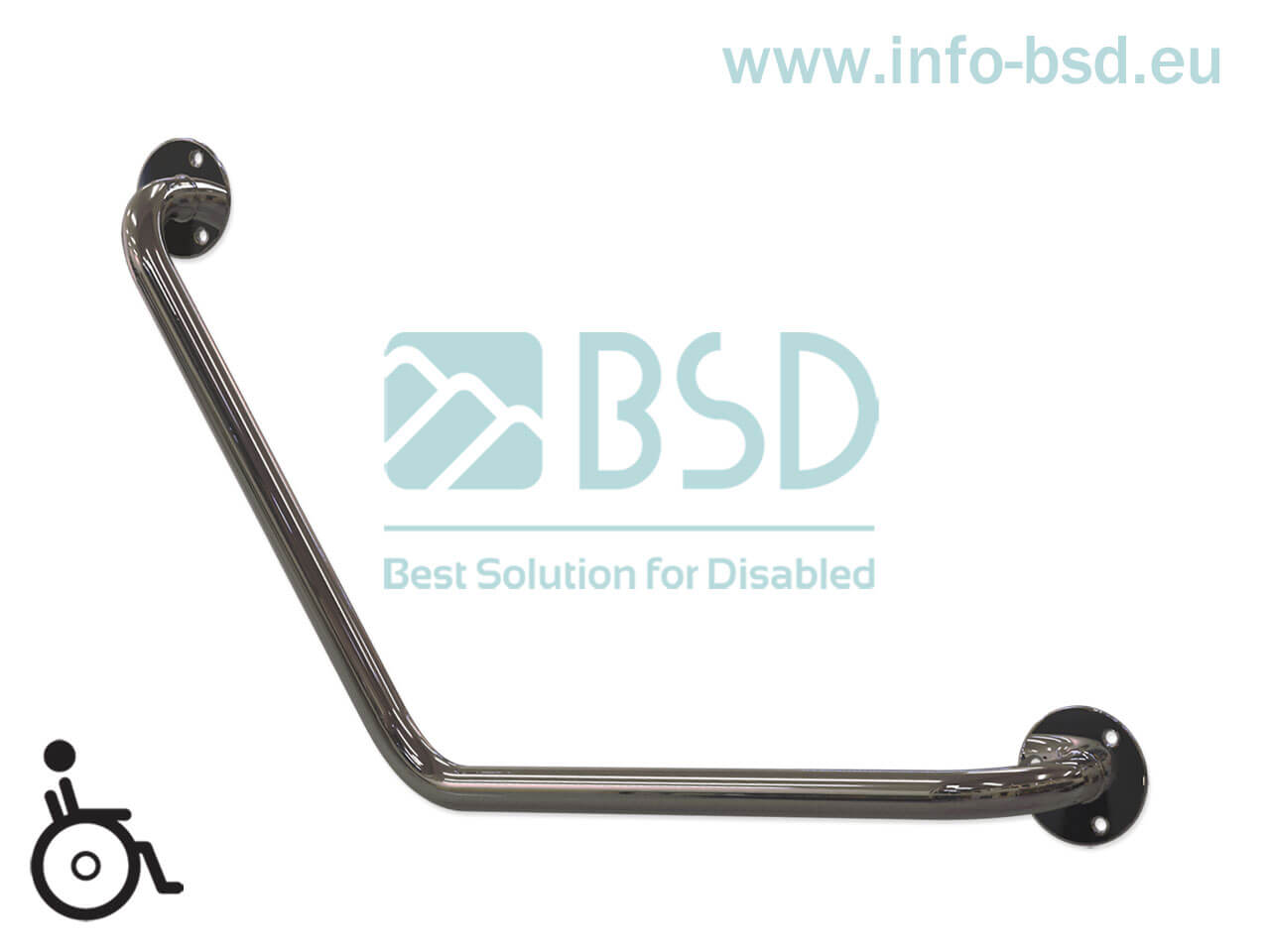BSD - uchwyty dla niepełnosprawnych - Uchwyt kątowy specjalny 120st 30/30 60/60cm stal nierdzewna fi25